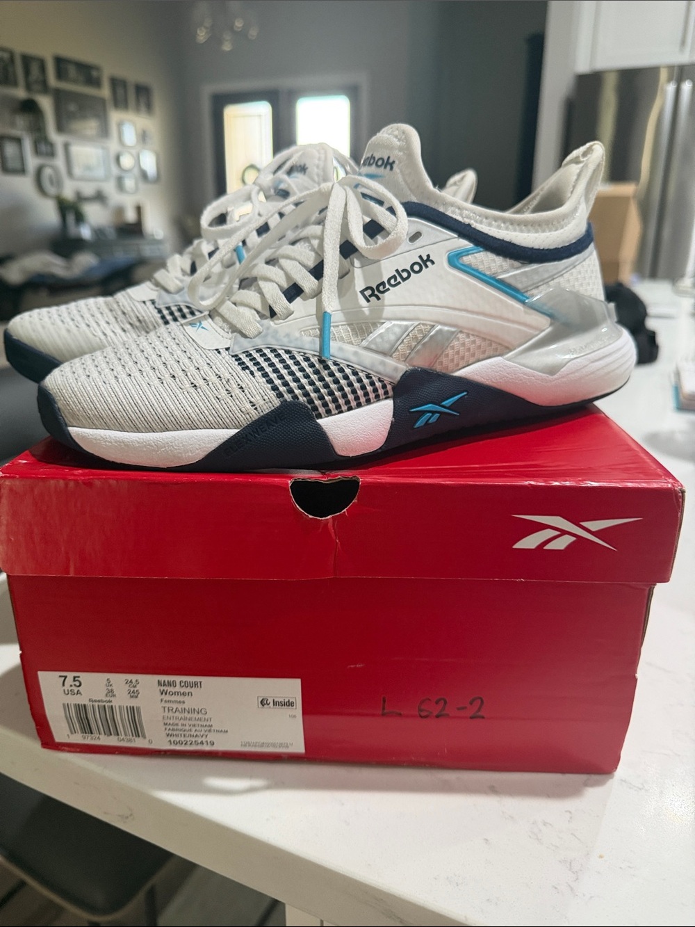 Reebok White, Navy & Light Blue Women's Nano Court Training Shoes